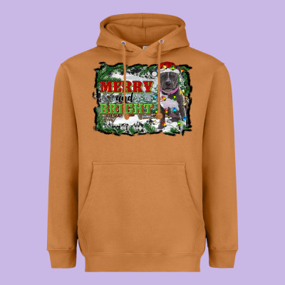 Merry And Bright Pitbull With Farm Heavyweight Hoodie Designed By Ranaportraitstore