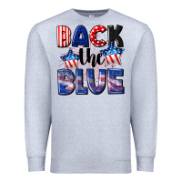 Heather Grey Back the blue 4th of july Premium Sweatshirt - CowGirlArtShop
