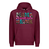 Burgundy western mama needs a drink Premium Hoodie - Artiststas