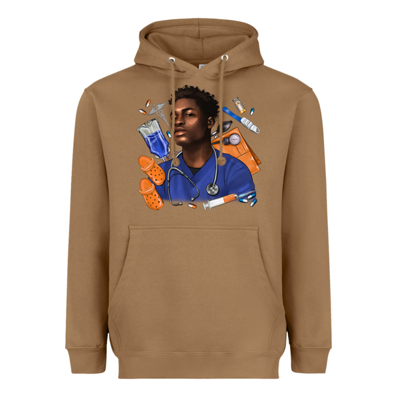 Afro Man Nurse Heavyweight Hoodie by texasbilliewilder | Teevron