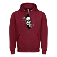 Burgundy skull in the wall file Zipper Hoodie - MaliasSmallBusiness