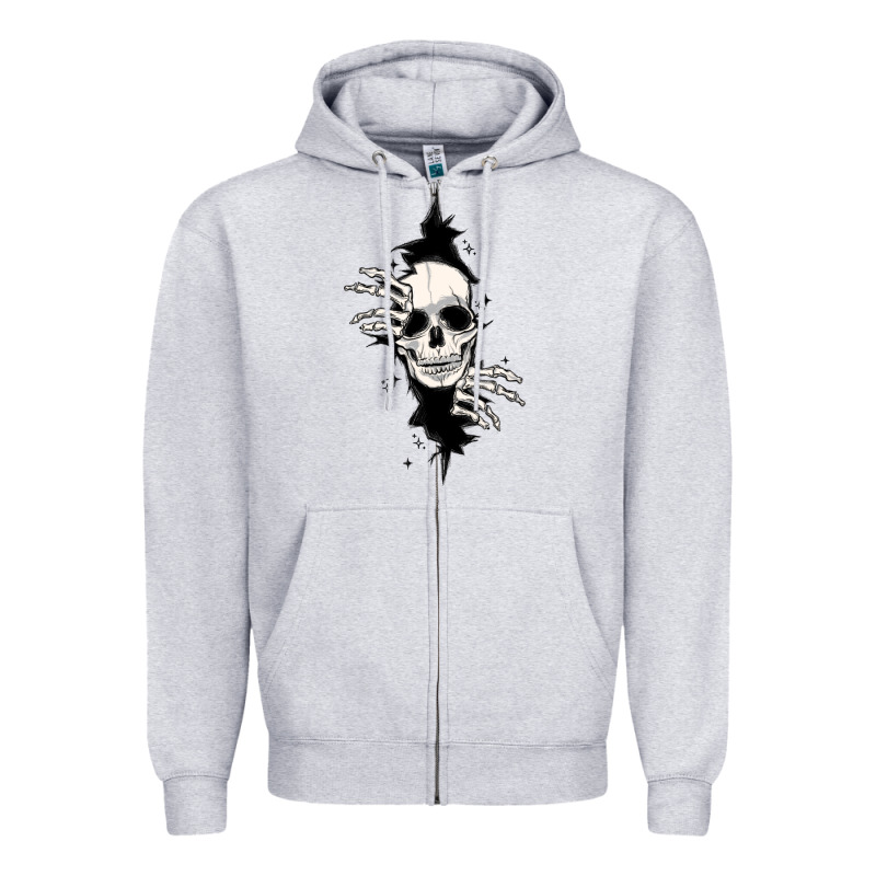 Skull In The Wall File Zipper Hoodie by MaliasSmallBusiness | Teevron