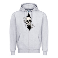 Heather Grey skull in the wall file Zipper Hoodie - MaliasSmallBusiness