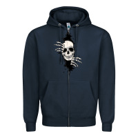 Navy skull in the wall file Zipper Hoodie - MaliasSmallBusiness