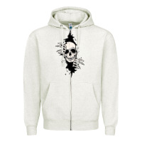 Oatmeal Heather skull in the wall file Zipper Hoodie - MaliasSmallBusiness