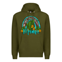 Army Green western cactus and sunflower mama rainbow Premium Hoodie - Artiststas