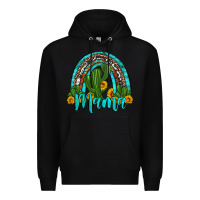 Black western cactus and sunflower mama rainbow Premium Hoodie - Artiststas