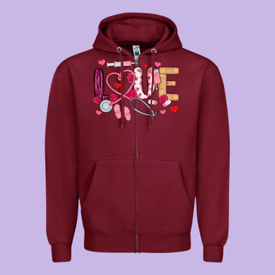 Zipper Hoodie love nurse valentines day