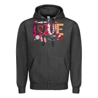 Charcoal Heather love nurse valentines day Zipper Hoodie - MaliasSmallBusiness