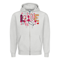 Dove Grey love nurse valentines day Zipper Hoodie - MaliasSmallBusiness