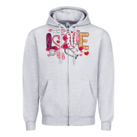 Heather Grey love nurse valentines day Zipper Hoodie - MaliasSmallBusiness