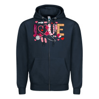 Navy love nurse valentines day Zipper Hoodie - MaliasSmallBusiness