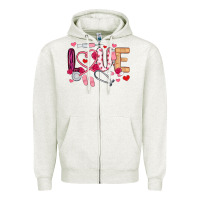 Oatmeal Heather love nurse valentines day Zipper Hoodie - MaliasSmallBusiness