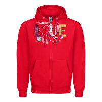 Red love nurse valentines day Zipper Hoodie - MaliasSmallBusiness