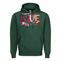 Sports Green love nurse valentines day Zipper Hoodie - MaliasSmallBusiness