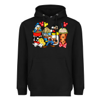 Black cartoon characters coffee cups Heavyweight Hoodie - Zillion Design Studio