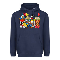 Navy cartoon characters coffee cups Heavyweight Hoodie - Zillion Design Studio