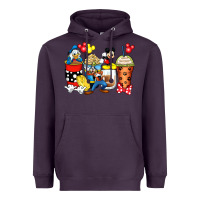 Plum cartoon characters coffee cups Heavyweight Hoodie - Zillion Design Studio