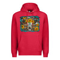 Cardinal longhorn bull skull western turquoise background Premium Hoodie - Artiststas