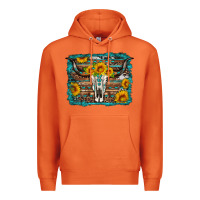 Carrot longhorn bull skull western turquoise background Premium Hoodie - Artiststas