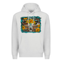 Dove Grey longhorn bull skull western turquoise background Premium Hoodie - Artiststas