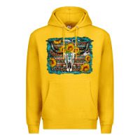 Lemon longhorn bull skull western turquoise background Premium Hoodie - Artiststas