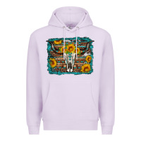 Lilac longhorn bull skull western turquoise background Premium Hoodie - Artiststas