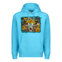 Ocean Blue longhorn bull skull western turquoise background Premium Hoodie - Artiststas