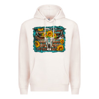 Pale Pink longhorn bull skull western turquoise background Premium Hoodie - Artiststas