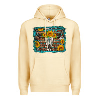 Pina Colada longhorn bull skull western turquoise background Premium Hoodie - Artiststas