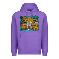 Purple longhorn bull skull western turquoise background Premium Hoodie - Artiststas
