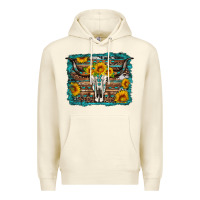 Sandshell longhorn bull skull western turquoise background Premium Hoodie - Artiststas