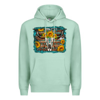 Seafoam longhorn bull skull western turquoise background Premium Hoodie - Artiststas