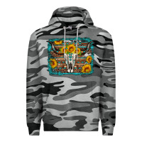 Slate Camo longhorn bull skull western turquoise background Premium Hoodie - Artiststas