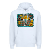 White longhorn bull skull western turquoise background Premium Hoodie - Artiststas