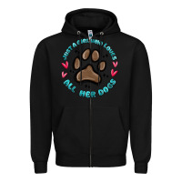 Black just a girl who loves all her dogs Zipper Hoodie - MaliasSmallBusiness
