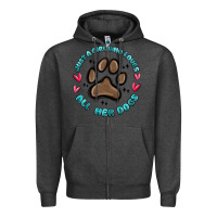 Charcoal Heather just a girl who loves all her dogs Zipper Hoodie - MaliasSmallBusiness