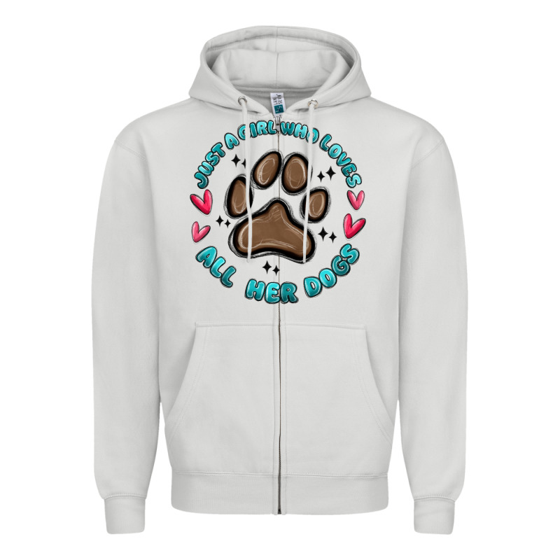 Just A Girl Who Loves All Her Dogs Zipper Hoodie by MaliasSmallBusiness | Teevron