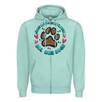 Seafoam just a girl who loves all her dogs Zipper Hoodie - MaliasSmallBusiness
