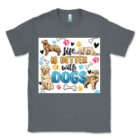 Charcoal Heather life is better with dogs Classic Tee - MaliasSmallBusiness