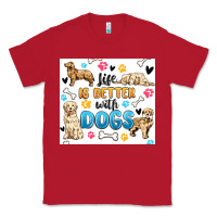 Red life is better with dogs Classic Tee - MaliasSmallBusiness
