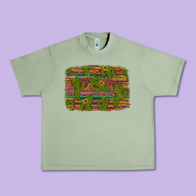 Cinco De Mayo Sunflower And Cactus Background Urban Heavy Tee Designed By Artiststas