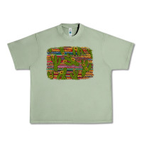 Oil Green cinco de mayo sunflower and cactus background Urban Heavy Tee - Artiststas