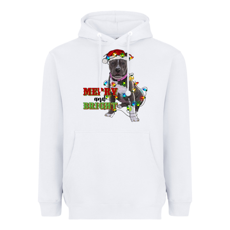 Merry And Bright Pitbull Heavyweight Hoodie by RanaPortraitStore | Teevron