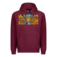 Burgundy longhorn bull skull license plate Premium Hoodie - Artiststas