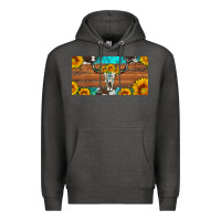 Charcoal Heather longhorn bull skull license plate Premium Hoodie - Artiststas