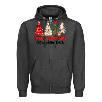 Charcoal Heather merry christmas let s play ball baseball Zipper Hoodie - MaliasSmallBusiness
