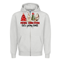 Dove Grey merry christmas let s play ball baseball Zipper Hoodie - MaliasSmallBusiness