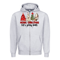 Heather Grey merry christmas let s play ball baseball Zipper Hoodie - MaliasSmallBusiness