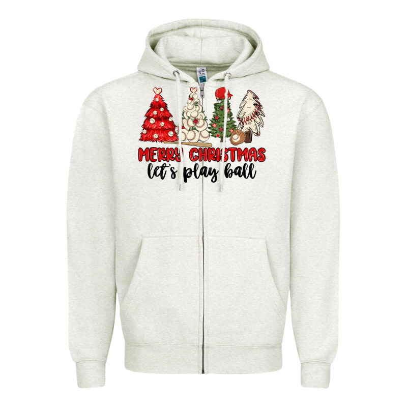Merry Christmas Let S Play Ball Baseball Zipper Hoodie by MaliasSmallBusiness | Teevron